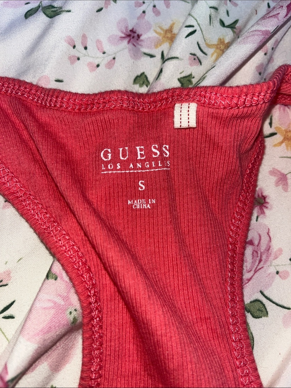 GUESS Red Rhinestone Logo Racerback Tank - Picture 2 of 2